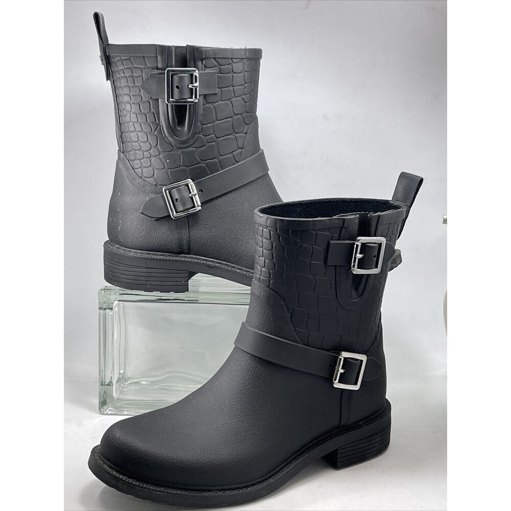 Sam Edelman Keigan Boots Croc Embossed Size 7M Waterproof